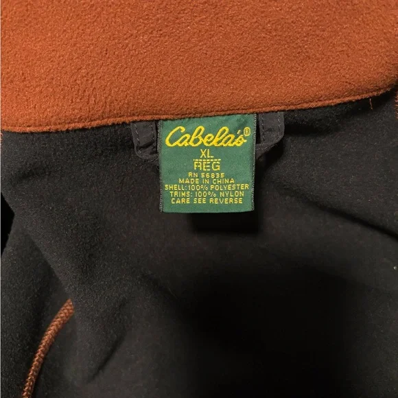 Cabela’s Men’s Orange and Black Fleece Jacket Sz XL - Picture 2 of 6
